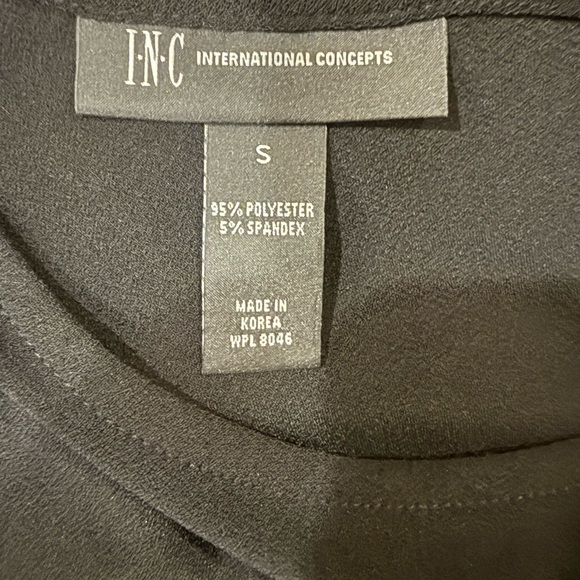 NWT INC Black Ruffle Sleeve Keyhole Top Elegant Blouse Workwear Size Small - Picture 2 of 5